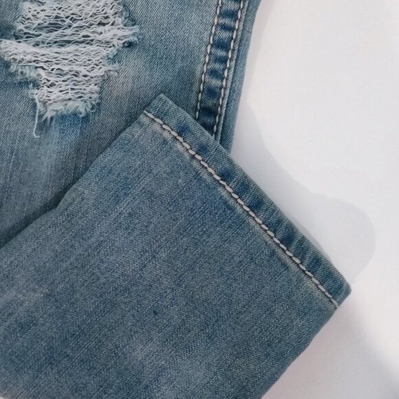 Premiere by rue21 jeans hard washed distressed ripped blue women's size 7/8 R - Picture 11 of 15